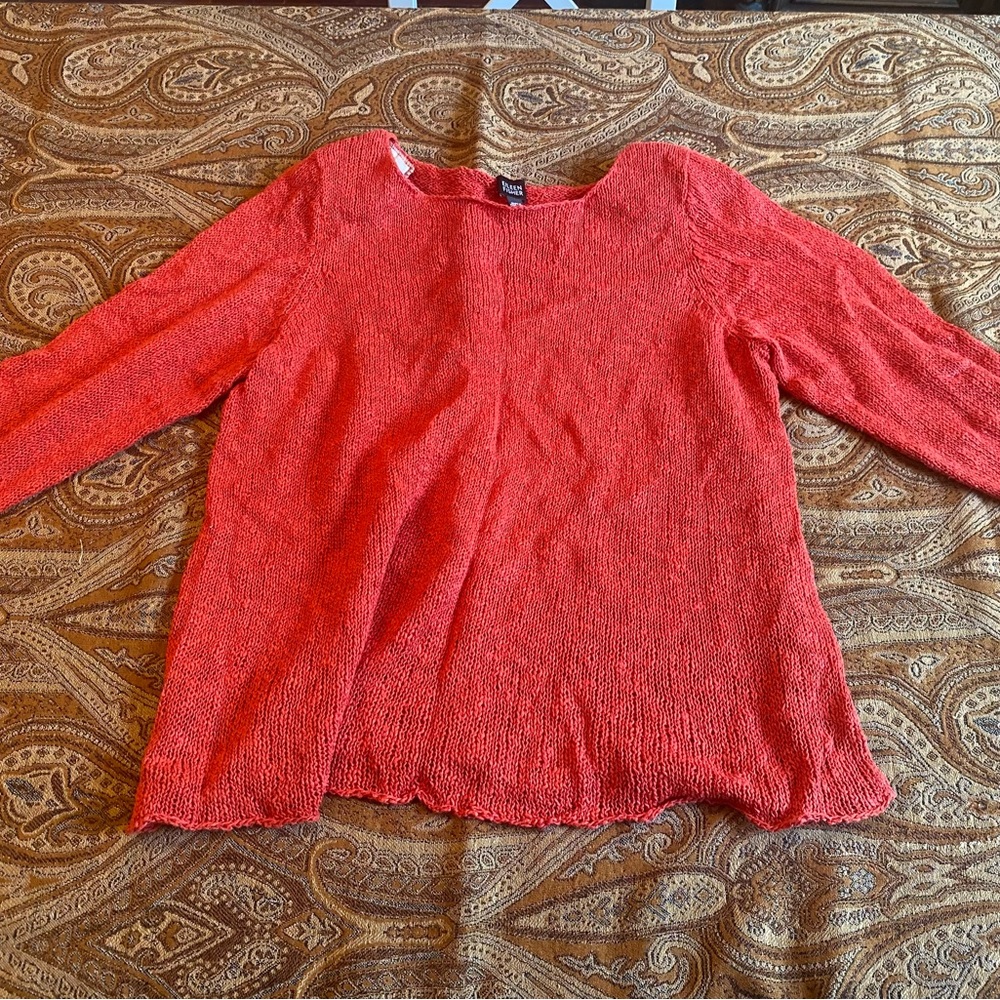 EUC XL Eileen Fisher Dark Orange Loose Knitted Sweater